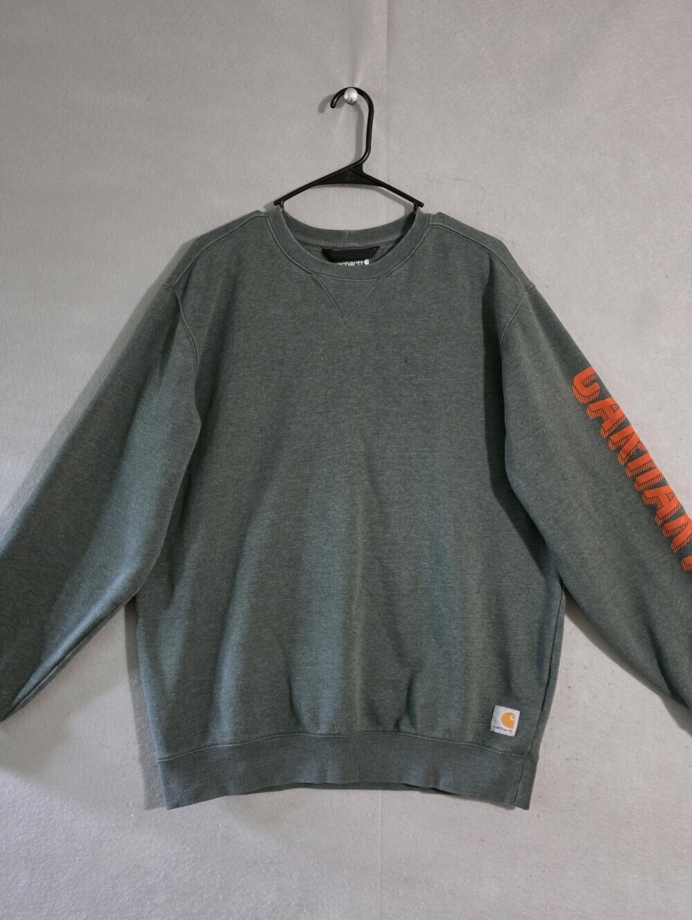 Carhartt Mens Elm Heathered Loose Fit Graphic Sleeve Sweatshirt Size Medium